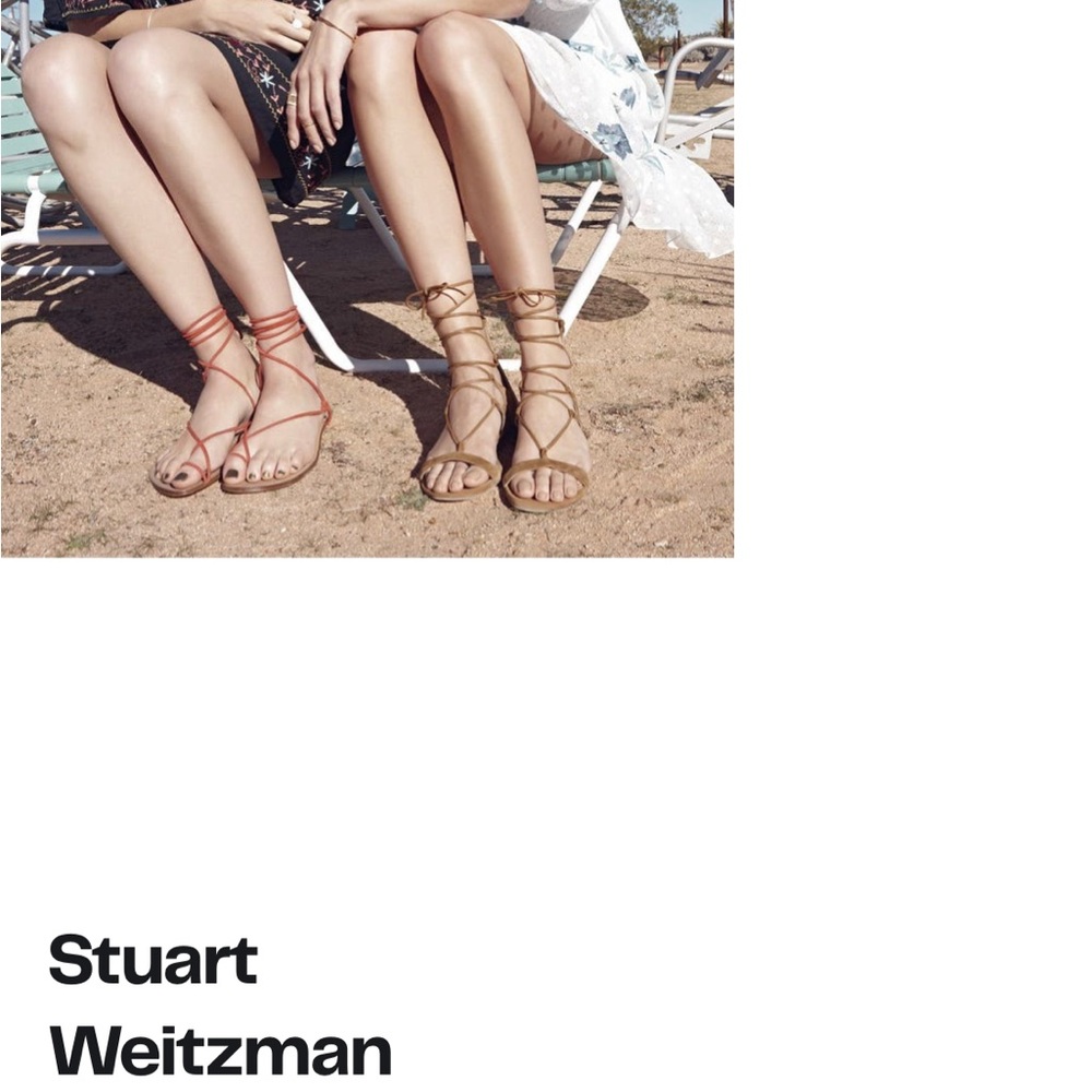 Stuart Weitzman-lace up sandals. Sand color